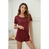 image:imageEkouaer Womens Pajama Sets Short Sleeve Pajamas for Women Sets 2 Piece Lounge Sets Soft Sleepwear PJSRed
