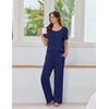 image:imageEkouaer Womens Pajama Sets Viscose from Bamboo Top With Pants Lounge Set  Soft Viscose from Bamboo Short Sleeve with Pants Sets Modal Daily WearMonthers Day GiftNavy Blue