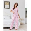 image:imageEkouaer Womens Pajama Sets Viscose from Bamboo Top With Pants Lounge Set  Soft Viscose from Bamboo Short Sleeve with Pants Sets Modal Daily WearMonthers Day GiftCherry and Flowers
