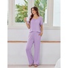 image:imageEkouaer Womens Pajama Sets Viscose from Bamboo Top With Pants Lounge Set  Soft Viscose from Bamboo Short Sleeve with Pants Sets Modal Daily WearMonthers Day GiftLavender