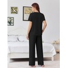 image:imageEkouaer Womens Pajama Sets Viscose from Bamboo Top With Pants Lounge Set  Soft Viscose from Bamboo Short Sleeve with Pants Sets Modal Daily WearMonthers Day GiftBlack