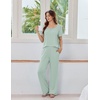 image:imageEkouaer Womens Pajama Sets Viscose from Bamboo Top With Pants Lounge Set  Soft Viscose from Bamboo Short Sleeve with Pants Sets Modal Daily WearMonthers Day GiftLight Green