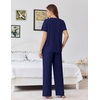 image:imageEkouaer Womens Pajama Sets Viscose from Bamboo Top With Pants Lounge Set  Soft Viscose from Bamboo Short Sleeve with Pants Sets Modal Daily WearMonthers Day GiftNavy Blue