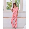 image:imageEkouaer Womens Pajama Sets Viscose from Bamboo Top With Pants Lounge Set  Soft Viscose from Bamboo Short Sleeve with Pants Sets Modal Daily WearMonthers Day GiftStraberry