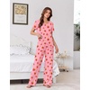 image:imageEkouaer Womens Pajama Sets Viscose from Bamboo Top With Pants Lounge Set  Soft Viscose from Bamboo Short Sleeve with Pants Sets Modal Daily WearMonthers Day GiftStraberry