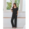 image:imageEkouaer Womens Pajama Sets Viscose from Bamboo Top With Pants Lounge Set  Soft Viscose from Bamboo Short Sleeve with Pants Sets Modal Daily WearMonthers Day GiftBlack