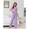 image:imageEkouaer Womens Pajama Sets Viscose from Bamboo Top With Pants Lounge Set  Soft Viscose from Bamboo Short Sleeve with Pants Sets Modal Daily WearMonthers Day GiftLavender