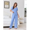 image:imageEkouaer Womens Pajama Sets Viscose from Bamboo Top With Pants Lounge Set  Soft Viscose from Bamboo Short Sleeve with Pants Sets Modal Daily WearMonthers Day GiftBlue