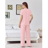 image:imageEkouaer Womens Pajama Sets Viscose from Bamboo Top With Pants Lounge Set  Soft Viscose from Bamboo Short Sleeve with Pants Sets Modal Daily WearMonthers Day GiftLight Pink