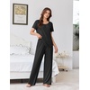 image:imageEkouaer Womens Pajama Sets Viscose from Bamboo Top With Pants Lounge Set  Soft Viscose from Bamboo Short Sleeve with Pants Sets Modal Daily WearMonthers Day GiftBlack