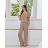 image:imageEkouaer Womens Pajama Sets Viscose from Bamboo Top With Pants Lounge Set  Soft Viscose from Bamboo Short Sleeve with Pants Sets Modal Daily WearMonthers Day GiftKhaki