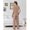 image:imageEkouaer Womens Pajama Sets Viscose from Bamboo Top With Pants Lounge Set  Soft Viscose from Bamboo Short Sleeve with Pants Sets Modal Daily WearMonthers Day GiftKhaki
