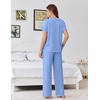 image:imageEkouaer Womens Pajama Sets Viscose from Bamboo Top With Pants Lounge Set  Soft Viscose from Bamboo Short Sleeve with Pants Sets Modal Daily WearMonthers Day GiftBlue