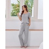 image:imageEkouaer Womens Pajama Sets Viscose from Bamboo Top With Pants Lounge Set  Soft Viscose from Bamboo Short Sleeve with Pants Sets Modal Daily WearMonthers Day GiftGrey