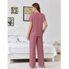 image:imageEkouaer Womens Pajama Sets Viscose from Bamboo Top With Pants Lounge Set  Soft Viscose from Bamboo Short Sleeve with Pants Sets Modal Daily WearMonthers Day GiftDeep Pink