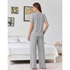 image:imageEkouaer Womens Pajama Sets Viscose from Bamboo Top With Pants Lounge Set  Soft Viscose from Bamboo Short Sleeve with Pants Sets Modal Daily WearMonthers Day GiftGrey
