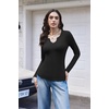 image:imageWomens Long Sleeve Shirts V Neck Slim Fit Tops Thermal Undershirts 3 Pack  Long sleeve shirts for women ribbed texture and slim fit design for sweater layers work outfits and everyday wearBlackWhiteGreen