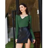image:imageWomens Long Sleeve Shirts V Neck Slim Fit Tops Thermal Undershirts 3 Pack  Long sleeve shirts for women ribbed texture and slim fit design for sweater layers work outfits and everyday wearBlackWhiteGreen