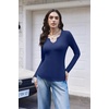 image:imageWomens Long Sleeve Shirts V Neck Slim Fit Tops Thermal Undershirts 3 Pack  Long sleeve shirts for women ribbed texture and slim fit design for sweater layers work outfits and everyday wearBlackWhiteDeep Blue