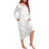 image:imageEkouaer Long Sleeve Nightgown for Women Long Henley House Dress with Pocket  Full Length Night Gowns Round Neck Lounge Dress Winter Warm Night Dress Lace Button Sleep Dress Victorian Home Dress S3XLWhite Flroal