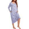 image:imageEkouaer Long Sleeve Nightgown for Women Long Henley House Dress with Pocket  Full Length Night Gowns Round Neck Lounge Dress Winter Warm Night Dress Lace Button Sleep Dress Victorian Home Dress S3XLViolet Dot