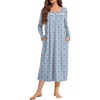 image:imageEkouaer Long Sleeve Nightgown for Women Long Henley House Dress with Pocket  Full Length Night Gowns Round Neck Lounge Dress Winter Warm Night Dress Lace Button Sleep Dress Victorian Home Dress S3XLRed Flroal