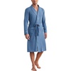 image:imageEkouaer Mens Robes Lightweight Waffle Knit Kimono Bathrobe Long Sleeve Sleepwear Soft Knee Length Robe with PocketsNavy