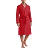 image:imageEkouaer Mens Robes Lightweight Waffle Knit Kimono Bathrobe Long Sleeve Sleepwear Soft Knee Length Robe with PocketsRed