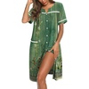 image:imageEkouaer Nightgowns for Women House Dress with Pockets Button Down Sleepshirt Short Sleeve Nightshirt Housecoat  Button Up Night GownsShort Sleeve HousecoatMoo Moos for Elderly WomenLabor and Delivery Gown for Pregnant and PostpartumGreen Flower