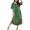 image:imageEkouaer Nightgowns for Women Long Nightgown Plus Size Moo Moos House Dress  Color Block Sleep Dress Short Sleeve Sleepwear V Neck Loungewear Oversized Lounge Dress M5XL Daily Wear Sleep HomeGreen Ethnic Style