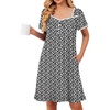 image:imageEkouaer Nightgowns for Women Short Sleeve Night Gowns Button Sleep Shirts  Short Sleeve Moo Moos with Pockets Lace Trim Sleep Dress Ruffles Night Dress Sweet Sleepwear Daily Sleep Garden DateBlack Floral