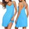 image:imageEkouaer Nightgowns for Women Sleeveless Nighties Sexy V Neck Sleep Dress  Chemise Sleep Shirt Racerback Night Shirt Cami Sleepwear Soft Nighty Night Dress Summer Date Night Seaside BeachDark Sky Blue