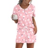 image:imageEkouaer Pajamas for Womens Set 2 Piece Soft Sleepwear Chest Pocket  Comfy Pjs Casual Lounge Set Short Sleeve Tops and Drawstring Shorts Loungewear for Spring Summer Fall WinterPinkwhite Flower