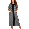image:imageEkouaer Robes For Women Zipper Bathrobe Short Sleeve Duster With Pockets  Zipper Front House Coat Lightweight Sleepwear Plus Size Loungewear Ladies Nightgown for Mother Postoperative Gown SleepBlack