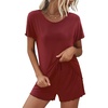 image:imageEkouaer Womens Pajama Sets Short Sleeve Pajamas for Women Sets 2 Piece Lounge Sets Soft Sleepwear PJSRed