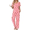 image:imageEkouaer Womens Pajama Sets Viscose from Bamboo Top With Pants Lounge Set  Soft Viscose from Bamboo Short Sleeve with Pants Sets Modal Daily WearMonthers Day GiftStraberry