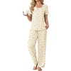image:imageEkouaer Womens Pajama Sets Viscose from Bamboo Top With Pants Lounge Set  Soft Viscose from Bamboo Short Sleeve with Pants Sets Modal Daily WearMonthers Day GiftTeddy Bear