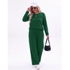 image:imageEkouaer 2 Piece Sets for Women Lounge Set Airport Fall Travel Outfits 2026  Pleated Top Long Sleeve Wide Leg Pants Casual Tracksuit Matching Sets Cozy Sweatsuits Vacation Fashion Women ClothingForest Green