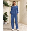 image:imageEkouaer 2 Piece Sets for Women Lounge Set Airport Fall Travel Outfits 2026  Pleated Top Long Sleeve Wide Leg Pants Casual Tracksuit Matching Sets Cozy Sweatsuits Vacation Fashion Women ClothingClassic Blue