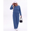 image:imageEkouaer 2 Piece Sets for Women Lounge Set Airport Fall Travel Outfits 2026  Pleated Top Long Sleeve Wide Leg Pants Casual Tracksuit Matching Sets Cozy Sweatsuits Vacation Fashion Women ClothingClassic Blue