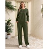image:imageEkouaer 2 Piece Sets for Women Lounge Set Airport Fall Travel Outfits 2026  Pleated Top Long Sleeve Wide Leg Pants Casual Tracksuit Matching Sets Cozy Sweatsuits Vacation Fashion Women ClothingArmy Green