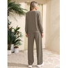 image:imageEkouaer 2 Piece Sets for Women Lounge Set Airport Fall Travel Outfits 2026  Pleated Top Long Sleeve Wide Leg Pants Casual Tracksuit Matching Sets Cozy Sweatsuits Vacation Fashion Women ClothingCoffee