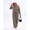 image:imageEkouaer 2 Piece Sets for Women Lounge Set Airport Fall Travel Outfits 2026  Pleated Top Long Sleeve Wide Leg Pants Casual Tracksuit Matching Sets Cozy Sweatsuits Vacation Fashion Women ClothingCoffee