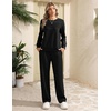 image:imageEkouaer 2 Piece Sets for Women Lounge Set Airport Fall Travel Outfits 2026  Pleated Top Long Sleeve Wide Leg Pants Casual Tracksuit Matching Sets Cozy Sweatsuits Vacation Fashion Women ClothingBlack
