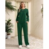 image:imageEkouaer 2 Piece Sets for Women Lounge Set Airport Fall Travel Outfits 2026  Pleated Top Long Sleeve Wide Leg Pants Casual Tracksuit Matching Sets Cozy Sweatsuits Vacation Fashion Women ClothingForest Green