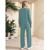 image:imageEkouaer 2 Piece Sets for Women Lounge Set Airport Fall Travel Outfits 2026  Pleated Top Long Sleeve Wide Leg Pants Casual Tracksuit Matching Sets Cozy Sweatsuits Vacation Fashion Women ClothingGrey Green