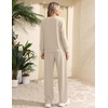 image:imageEkouaer 2 Piece Sets for Women Lounge Set Airport Fall Travel Outfits 2026  Pleated Top Long Sleeve Wide Leg Pants Casual Tracksuit Matching Sets Cozy Sweatsuits Vacation Fashion Women ClothingBeige