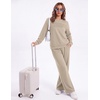 image:imageEkouaer 2 Piece Sets for Women Lounge Set Airport Fall Travel Outfits 2026  Pleated Top Long Sleeve Wide Leg Pants Casual Tracksuit Matching Sets Cozy Sweatsuits Vacation Fashion Women ClothingMoon Grey