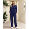 image:imageEkouaer 2 Piece Sets for Women Lounge Set Airport Fall Travel Outfits 2026  Pleated Top Long Sleeve Wide Leg Pants Casual Tracksuit Matching Sets Cozy Sweatsuits Vacation Fashion Women ClothingNavy Blue