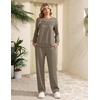 image:imageEkouaer 2 Piece Sets for Women Lounge Set Airport Fall Travel Outfits 2026  Pleated Top Long Sleeve Wide Leg Pants Casual Tracksuit Matching Sets Cozy Sweatsuits Vacation Fashion Women ClothingCoffee